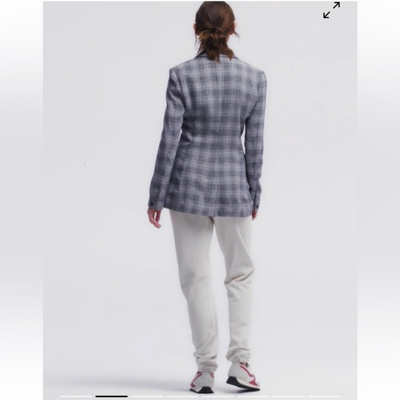 Rag & Bone Claudia Linen Blend Blazer in Blue Plaid Women’s Size 4 - Picture 3 of 16